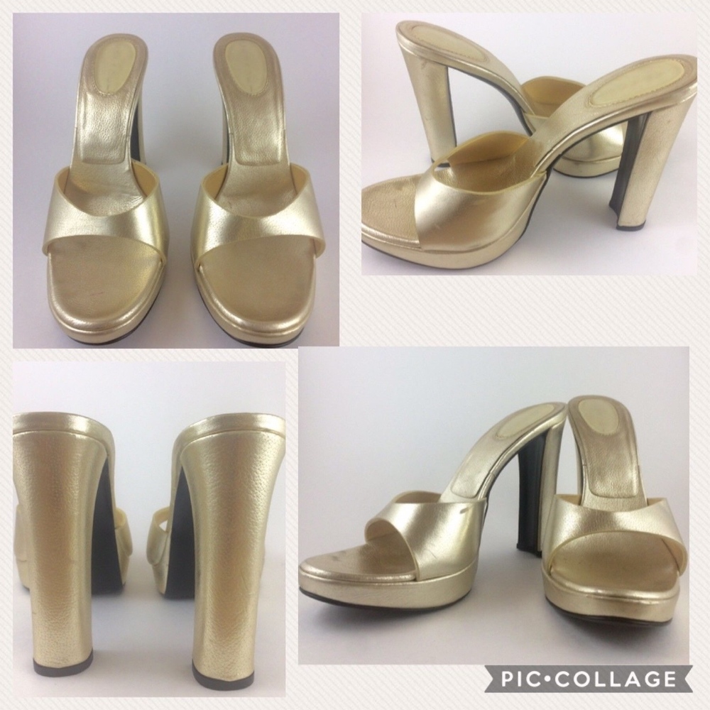 Casadei Gold Metallic Mule Size 8.5